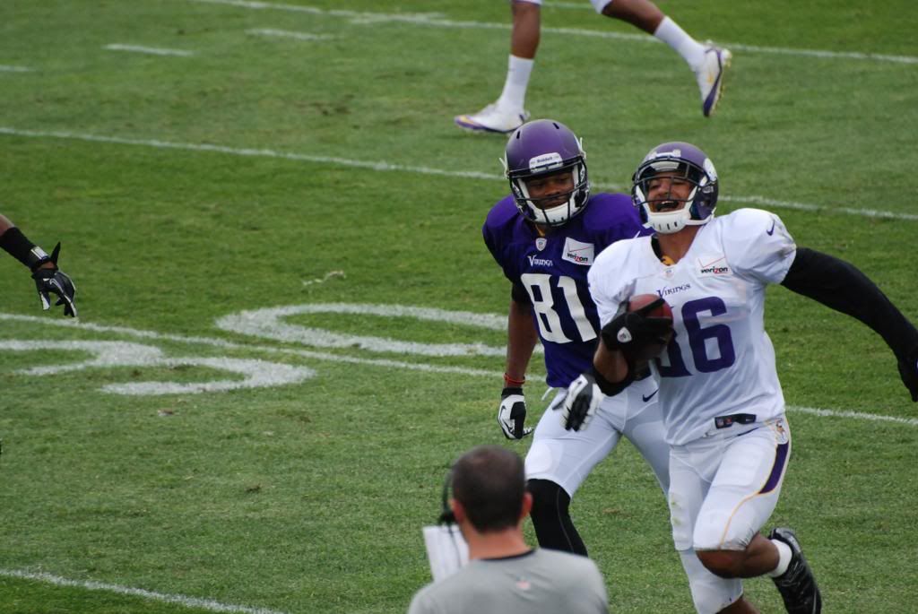 Robert Blanton smiling at Vikings practice