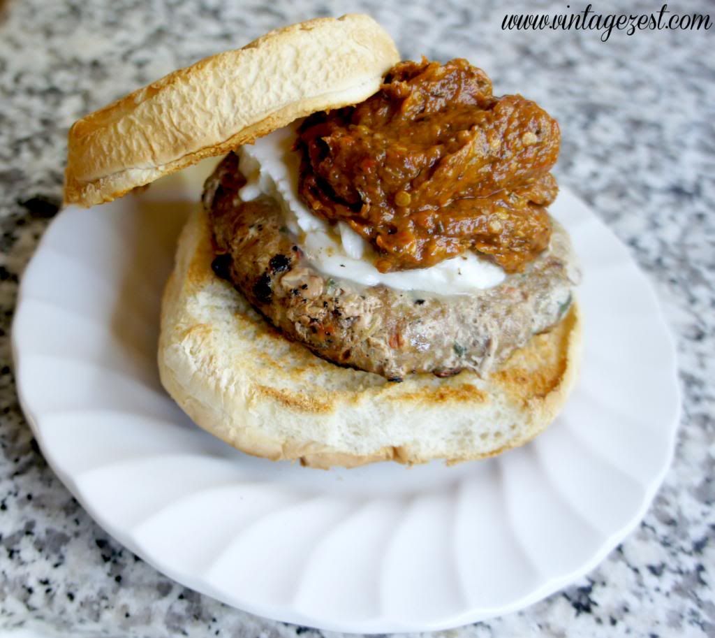 Red Pepper Spread with Roasted Eggplant and Garlic on Vintage Zest