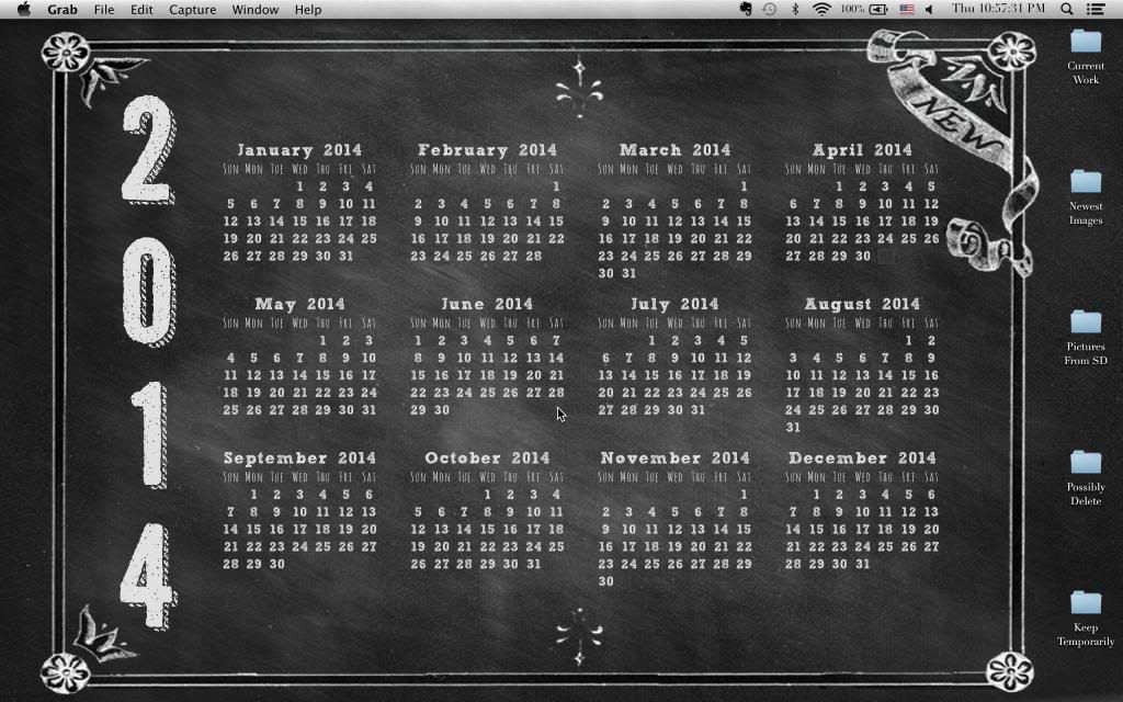 2014 Computer Desktop Wallpaper Download - A Chalkboard Calendar!