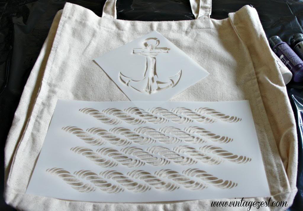 #shop #Stencil1 #cbias DIY Stenciled Nautical Beach Tote