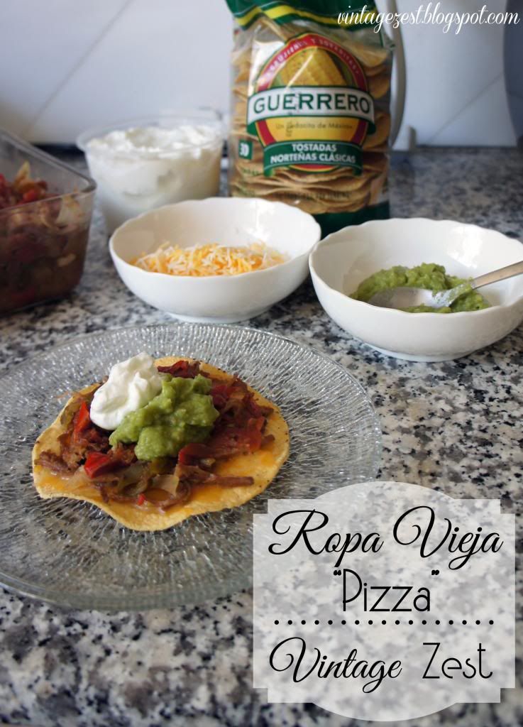 Ropa Vieja Tostada Pizzas on Diane's Vintage Zest!  #recipe #cuban #beef