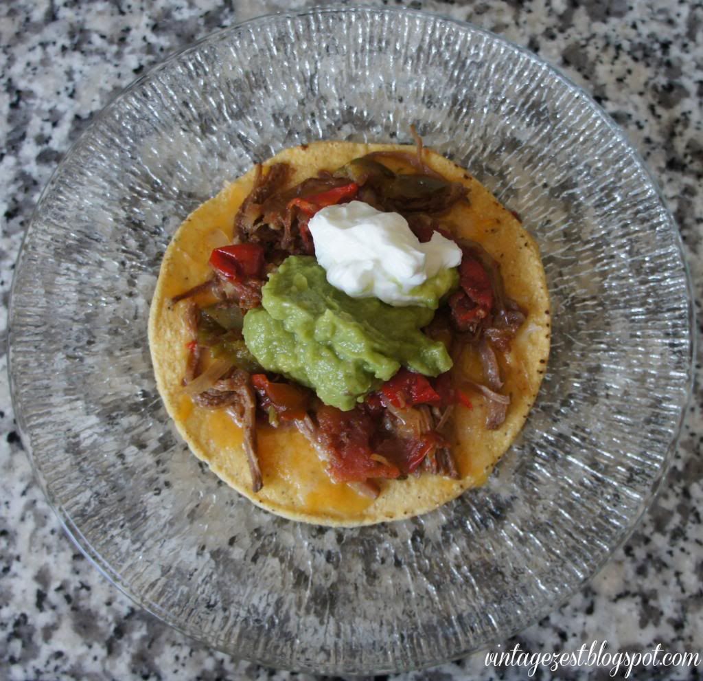 Ropa Vieja Tostada Pizzas on Diane's Vintage Zest!  #recipe #cuban #beef