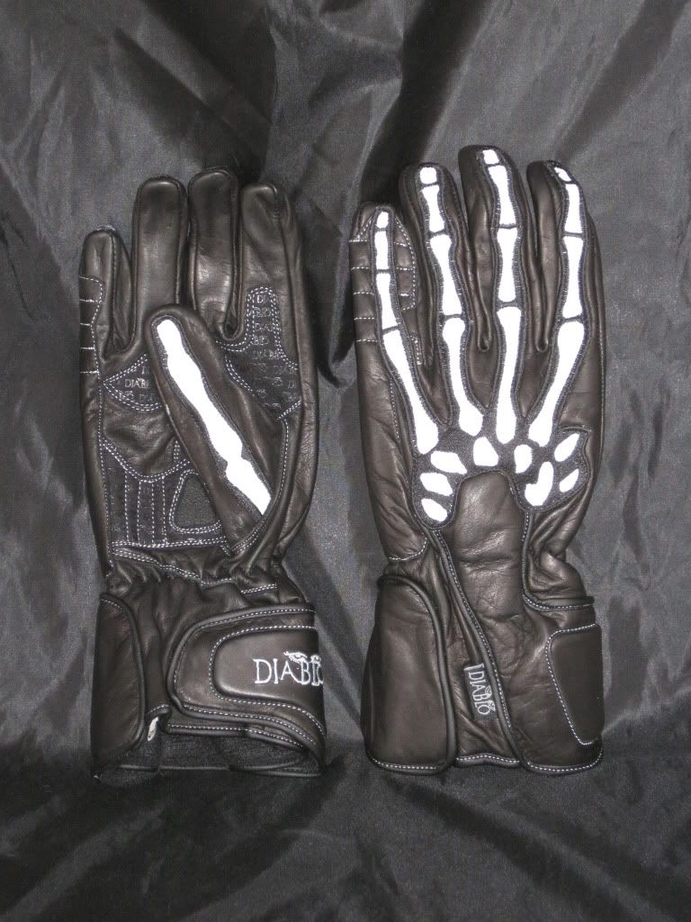Skeleton Motorcycle Gloves WHITE BONES HD Zombie Misfits Haloween eBay