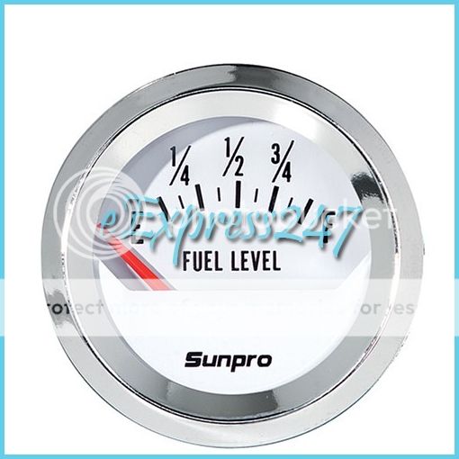 New Sunpro CP8209 Styleline Electrical Fuel Level Gauge White Dial