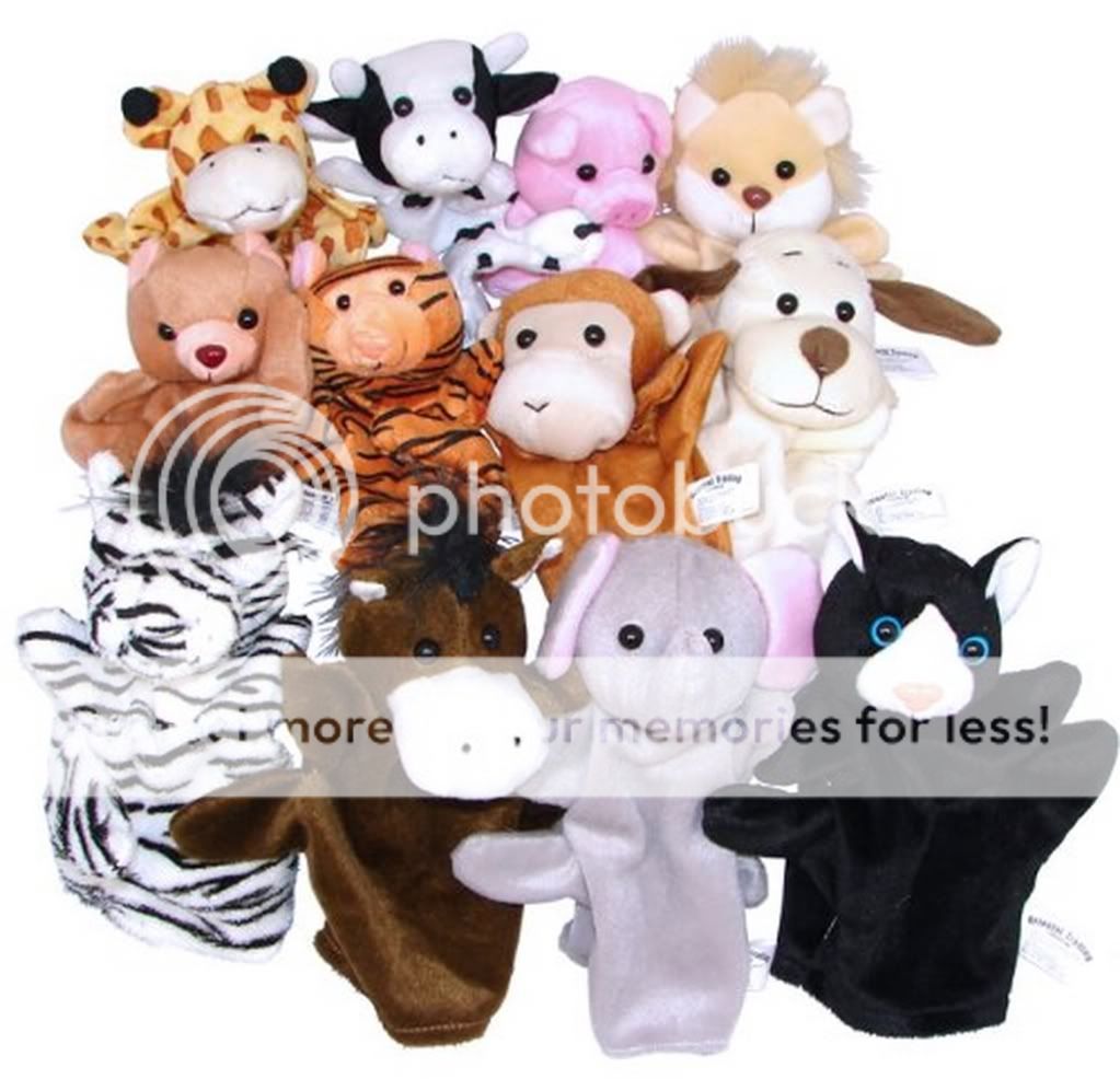 1 Dozen Velour Animal Hand Puppets Kids Toy Preschool Kindergarten New