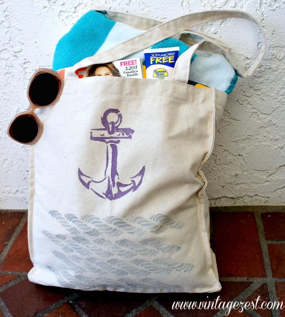 #shop #Stencil1 #cbias DIY Stenciled Nautical Beach Tote